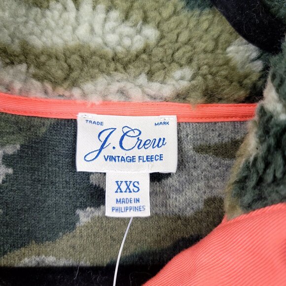 J Crew Sherpa Fleece Snap Collar Pullover Camo XXS SOLD OUT ON JCREW WEBSITE New - Picture 4 of 16